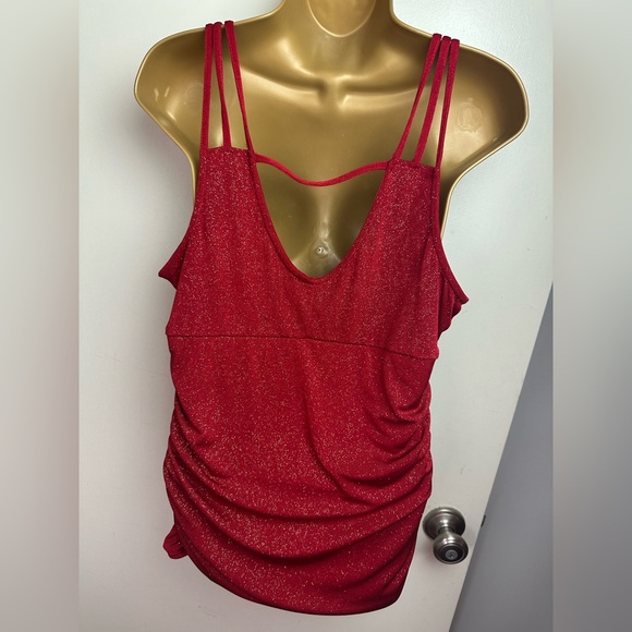 HeartSoul Red Gold Glittery Y2K Vintage Strappy Stretch Fairy Whimsy-Goth Top XL - Picture 6 of 15